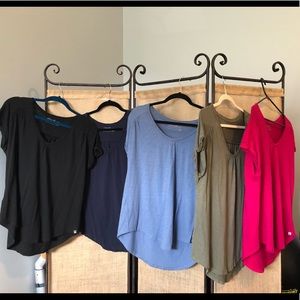 Set of five Eddie Bauer scallop bottom shirts